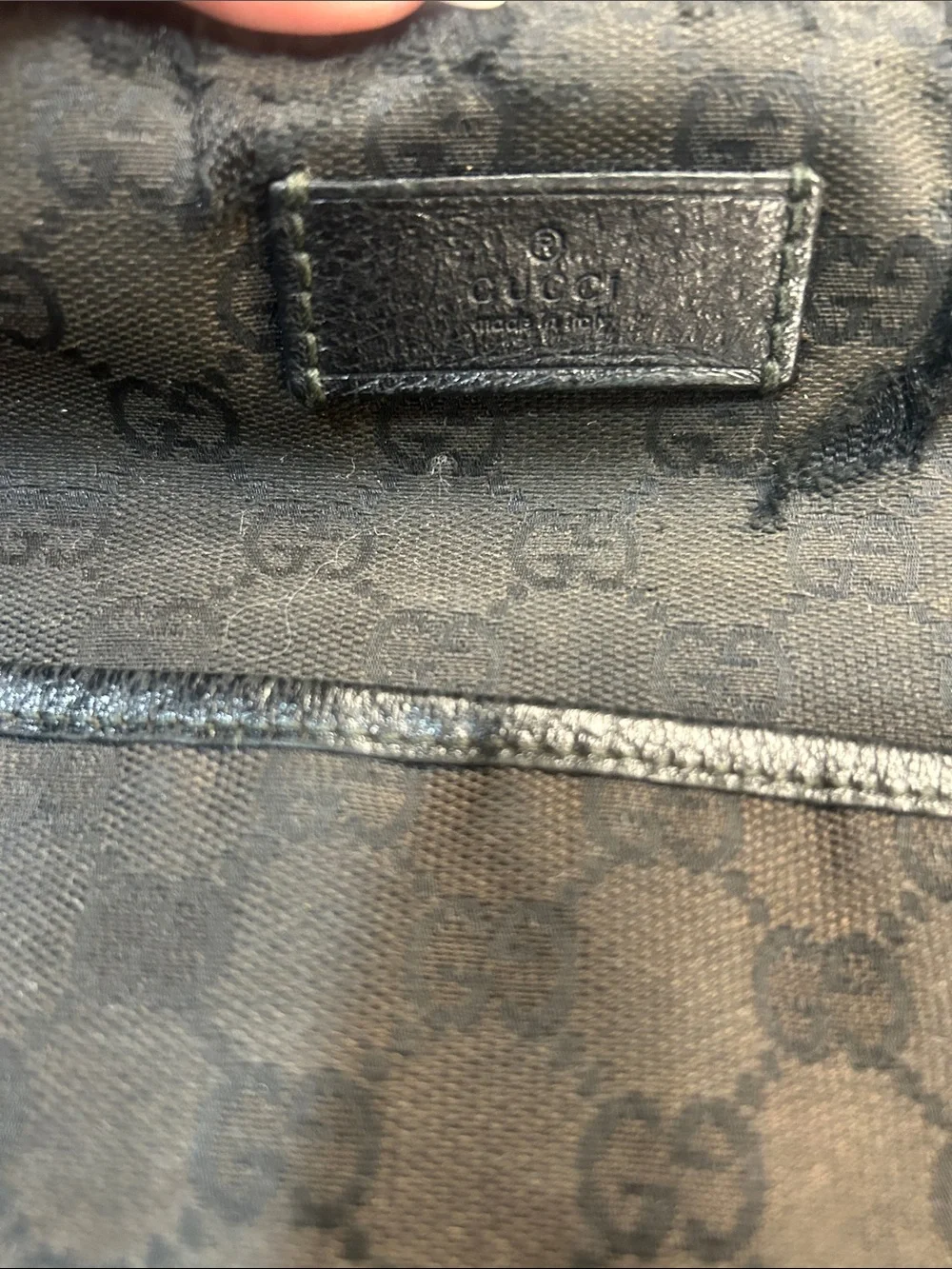 Gucci Black Monogram GG Messanger Bag with Red-Green Web Strap